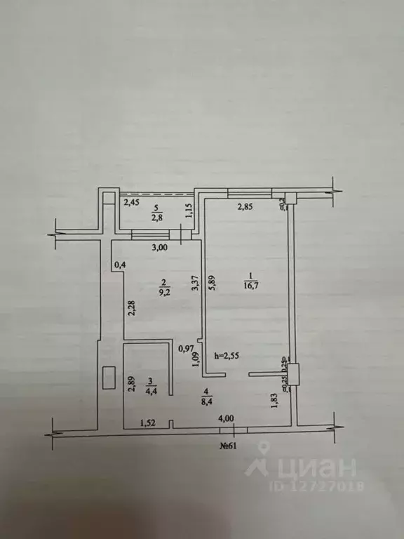 1-к кв. Башкортостан, Благовещенск ул. Чистякова, 43/1 (38.7 м) - Фото 2
