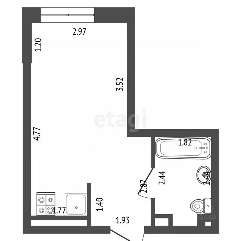 Студия Тюменская область, Тюмень Интернациональная ул., 199к9 (25.2 м) - Фото 2