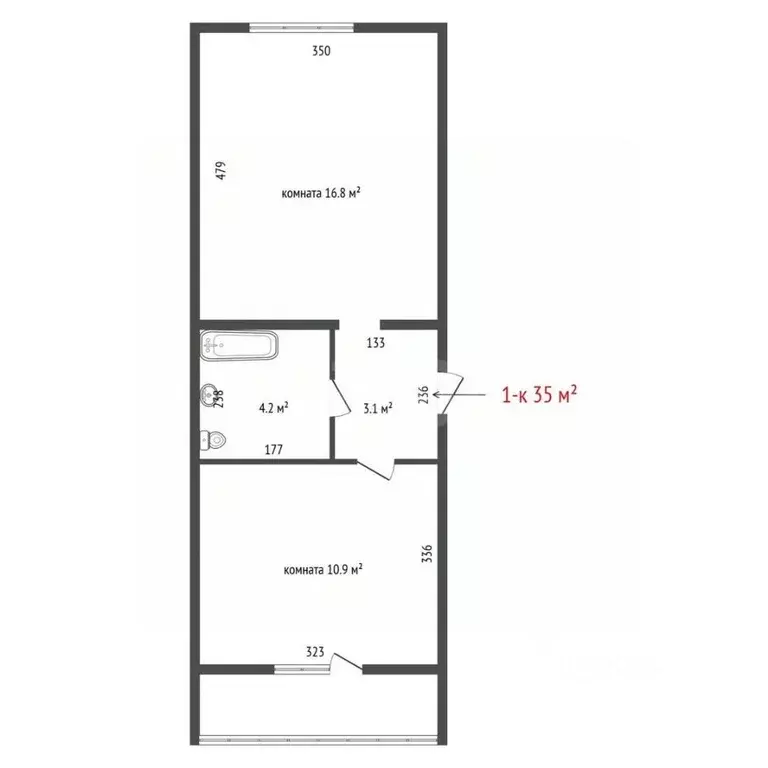 1-к кв. Свердловская область, Березовский ул. Академика Королева, 8Д ... - Фото 2