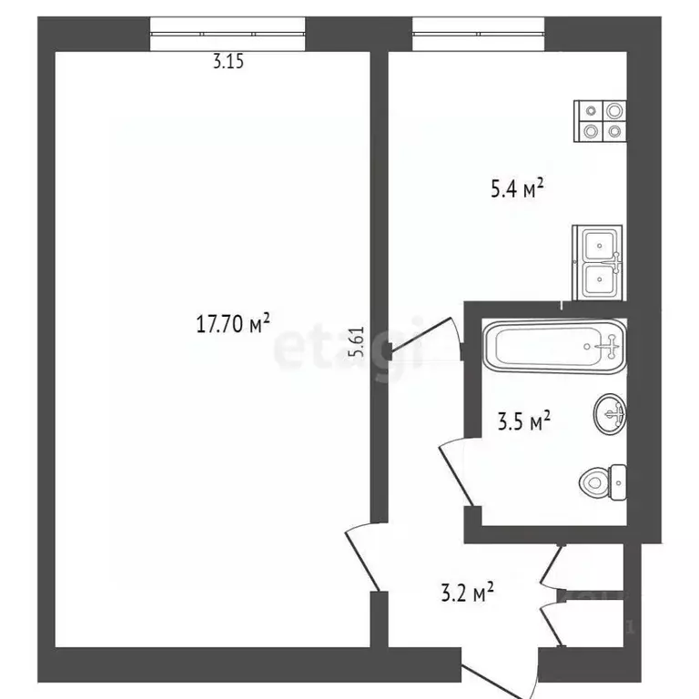 1-к кв. Ростовская область, Ростов-на-Дону просп. Стачки, 221 (21.4 м) - Фото 2