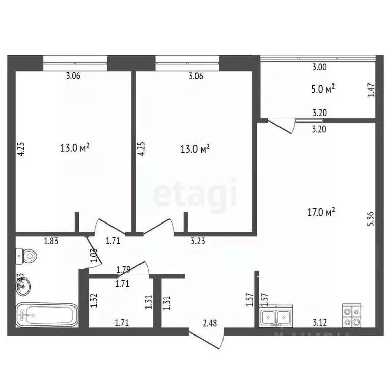 2-к кв. Тюменская область, Тюмень ул. Фармана Салманова, 16 (56.4 м) - Фото 2