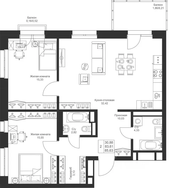 2-к кв. Татарстан, Лаишевский район, Столбищенское с/пос, с. Усады ул. ... - Фото 1