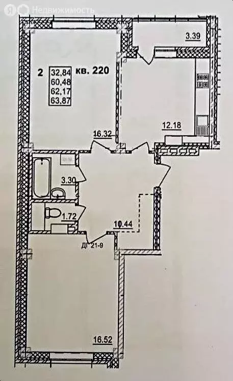 2-комнатная квартира: Смоленск, улица Крупской, 60/1 (62.2 м) - Фото 0