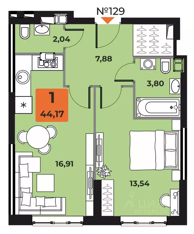 1-к кв. Самарская область, Самара просп. Карла Маркса, 231 (43.9 м) - Фото 1