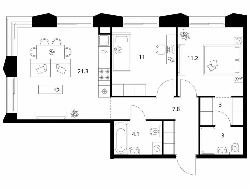 2-комнатная квартира: Казань, ЖК Ботаническая 3, 1 (61.4 м) - Фото 1