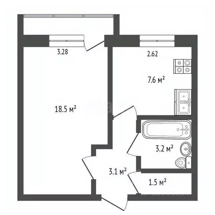 1-к кв. Коми, Усинск ул. 60 лет Октября, 6/2 (34.4 м) - Фото 0