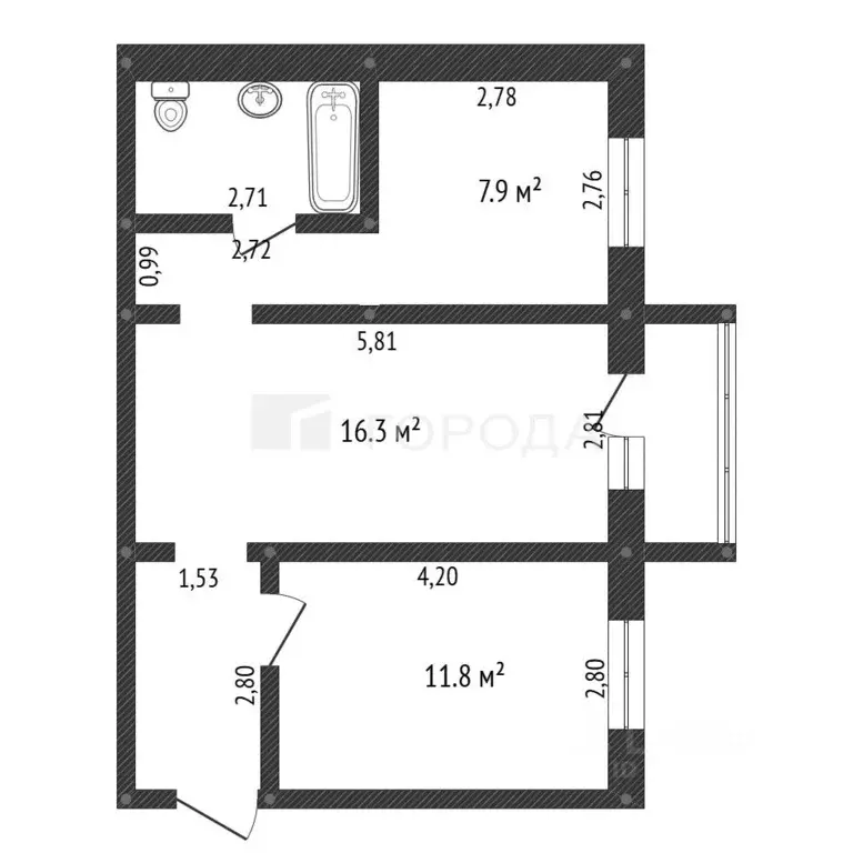 2-к кв. Кемеровская область, Новокузнецк Ярославская ул., 36А (47.7 м) - Фото 2