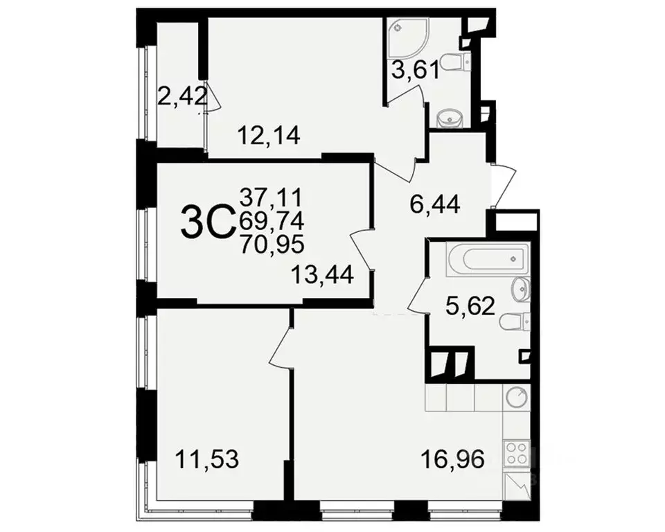 3-к кв. Рязанская область, Рязань ул. Чкалова (69.74 м) - Фото 1