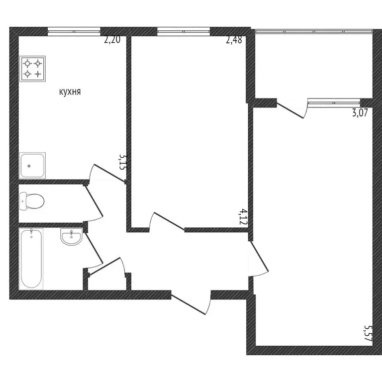 2-комнатная квартира: Омск, улица Демьяна Бедного, 73 (43.5 м) - Фото 0