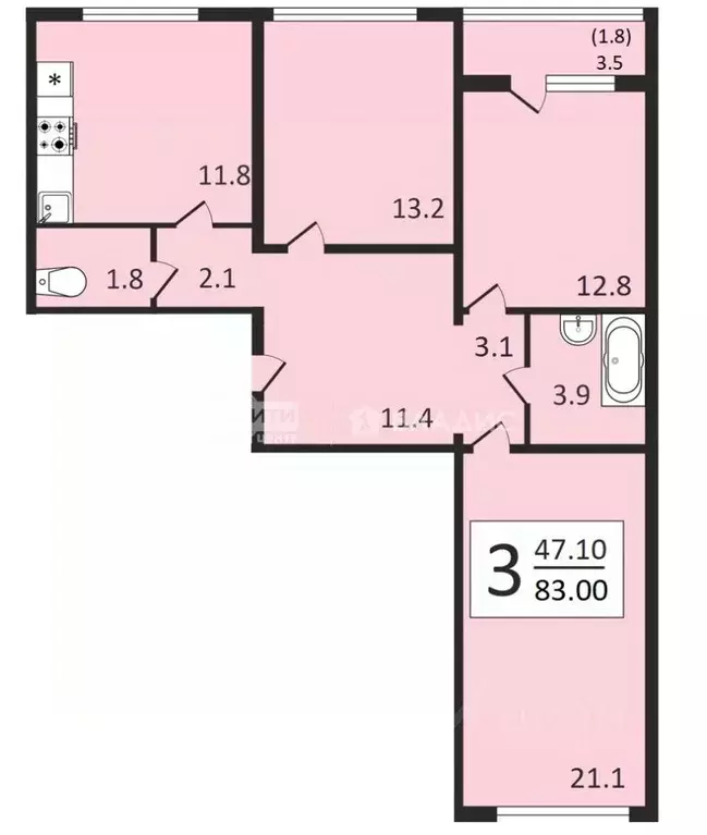 3-к кв. Воронежская область, Воронеж ул. Загоровского, 9/2 (83.0 м) - Фото 0