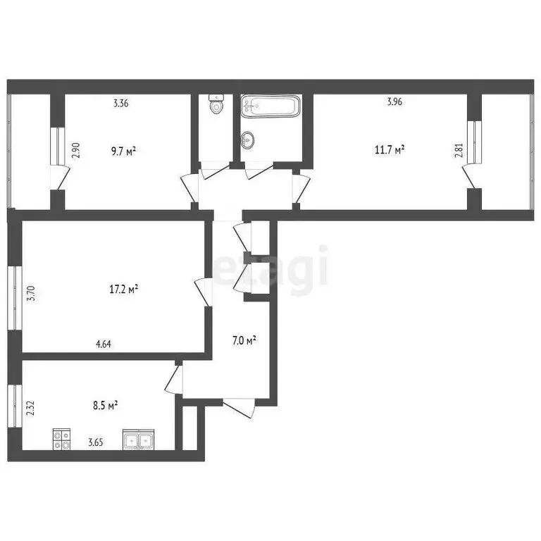 3-комнатная квартира: Череповец, Молодёжная улица, 1А (61.8 м) - Фото 0