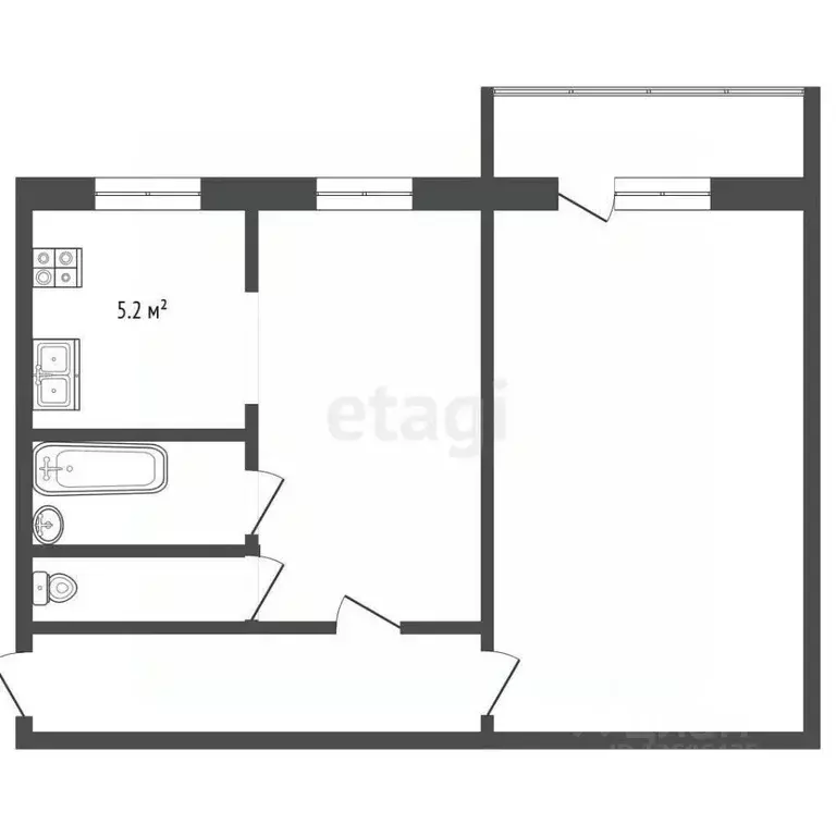 2-к кв. Московская область, Одинцово Северная ул., 46 (44.2 м) - Фото 2