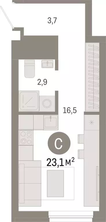 Квартира-студия: Екатеринбург, жилой район Эльмаш, Механический ... - Фото 2