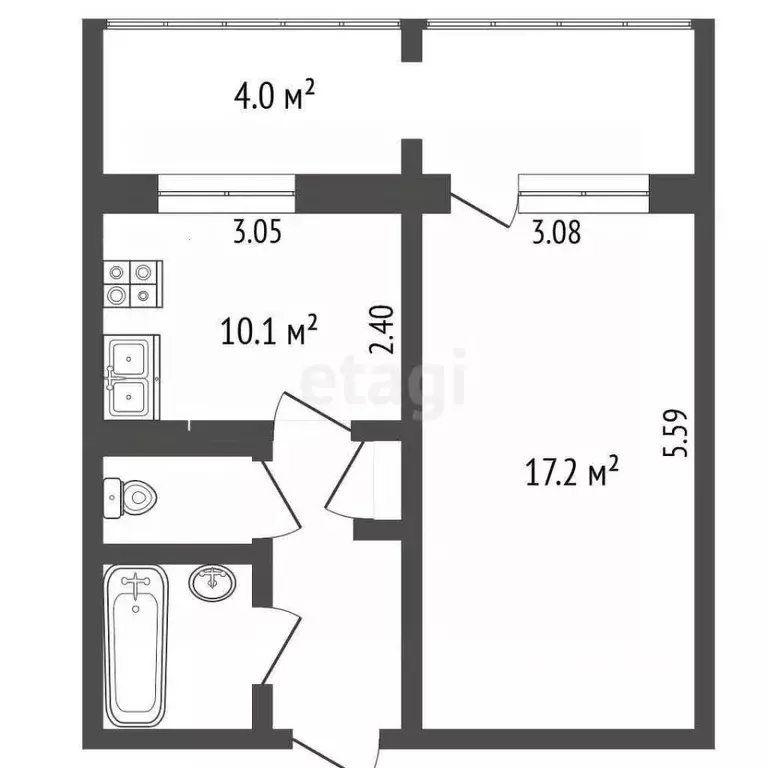 1-к кв. Псковская область, Псков Зональный пер., 15 (35.9 м) - Фото 1