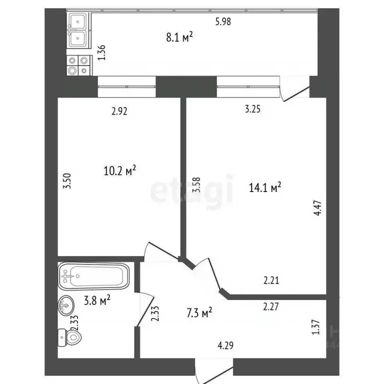 1-к кв. Тюменская область, Тюмень ул. Самарцева, 177 (35.0 м) - Фото 2