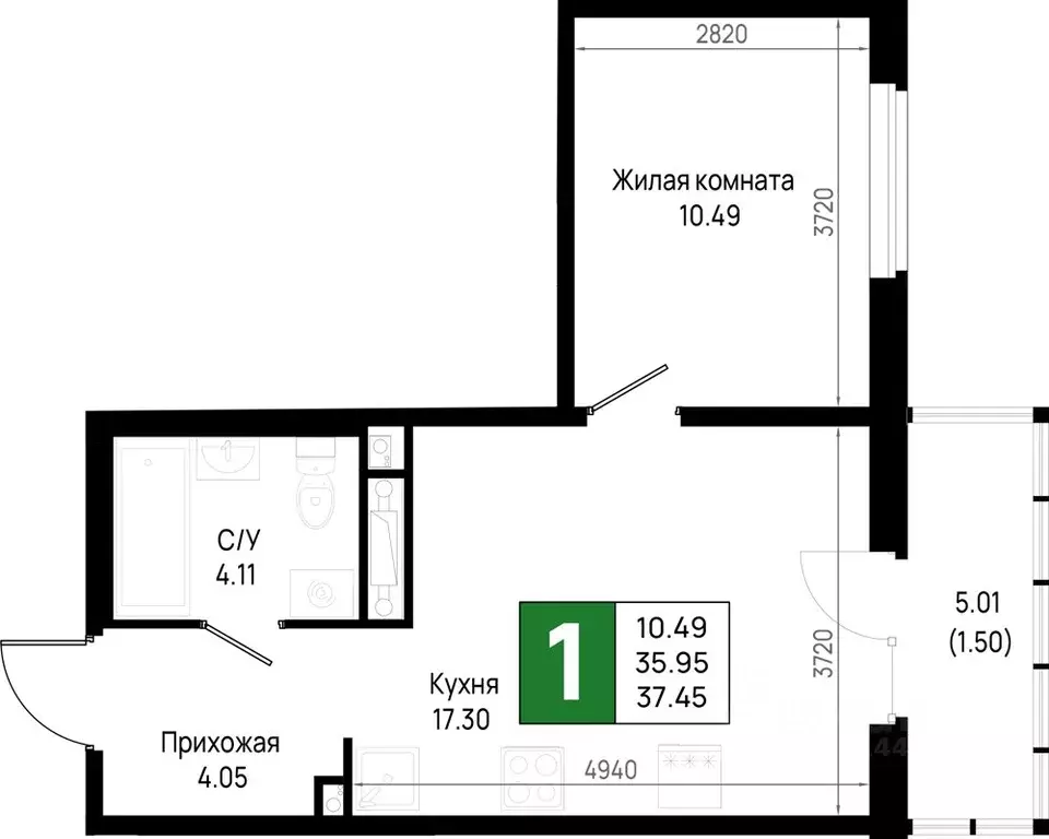 1-к кв. Ленинградская область, Всеволожский район, Свердловское ... - Фото 1