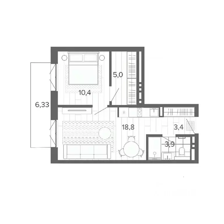 2-к кв. Алтайский край, Барнаул тракт Змеиногорский, 35Б (47.83 м) - Фото 0