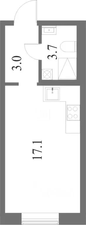 Студия Санкт-Петербург ул. Александра Матросова, 8к6 (17.1 м) - Фото 1