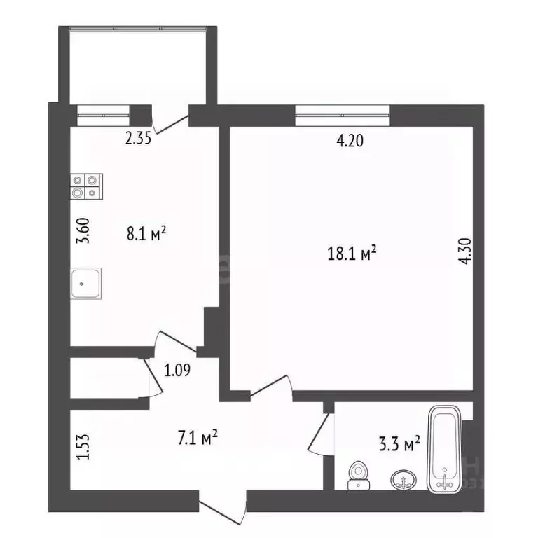 1-к кв. Ямало-Ненецкий АО, Новый Уренгой Советский мкр, 3/1 (37.3 м) - Фото 1