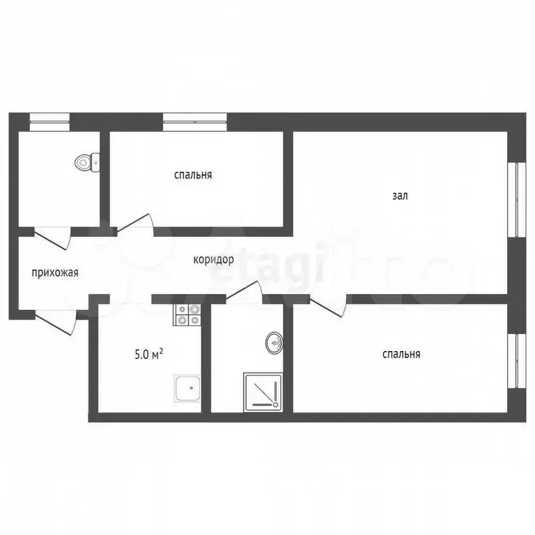 3-к. квартира, 41,8 м, 1/2 эт. - Фото 0