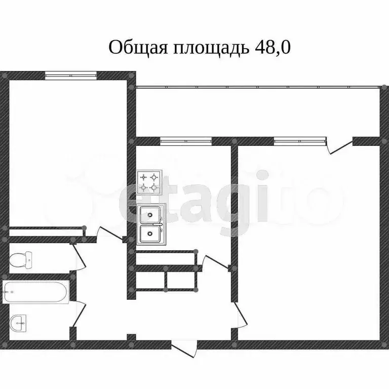 2-к. квартира, 47,6 м, 1/16 эт. - Фото 0