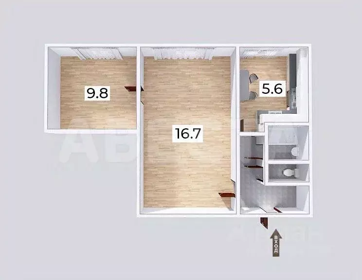 2-к кв. Омская область, Омск просп. Мира, 100В (39.9 м) - Фото 2