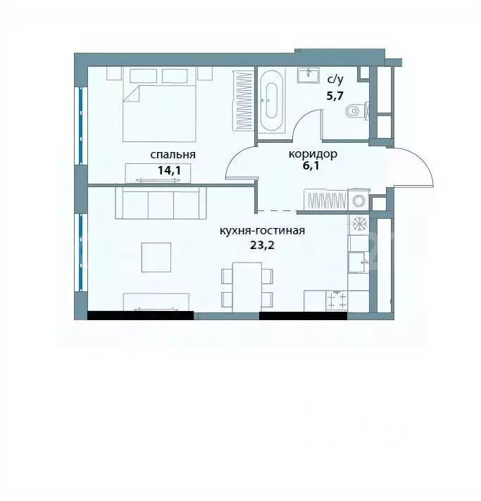 2-к кв. Москва ул. Василия Ланового, 5 (49.1 м) - Фото 2
