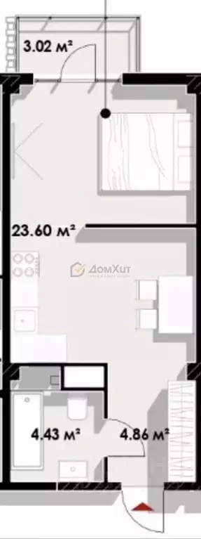 Студия Крым, Евпатория ул. Франко, 3 (23.6 м) - Фото 2
