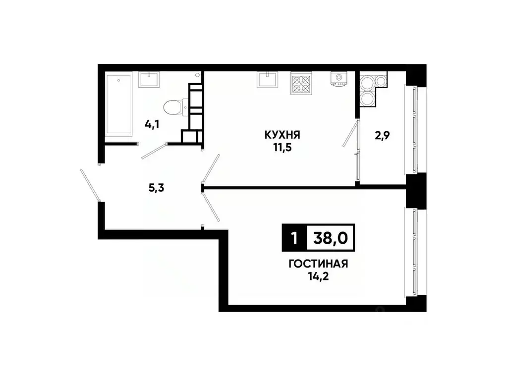 1-к кв. Ставропольский край, Ставрополь ул. Андрея Голуба, 12к8 (38.0 ... - Фото 0