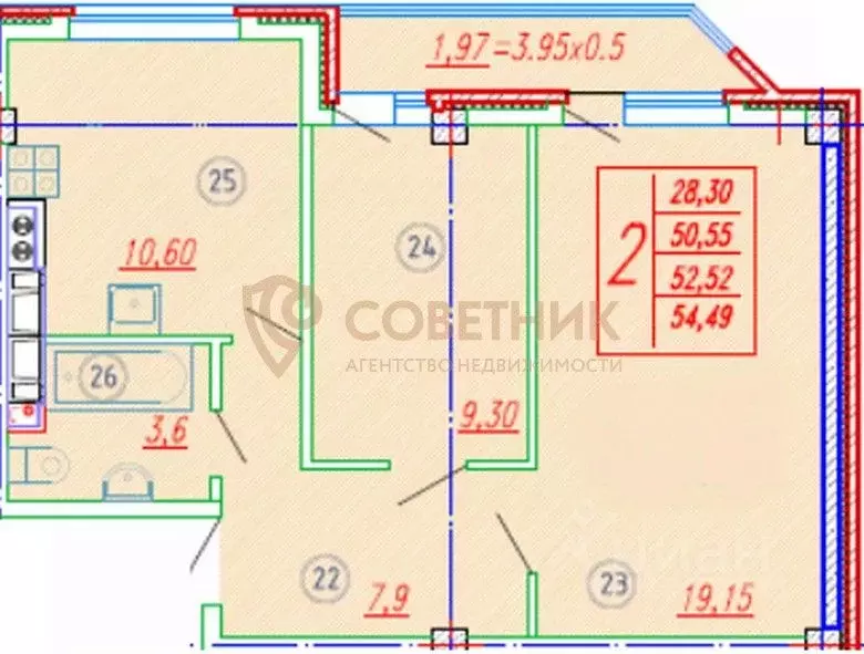 2-к кв. Адыгея, Тахтамукайский район, Яблоновский пгт Шоссейная ул., ... - Фото 2