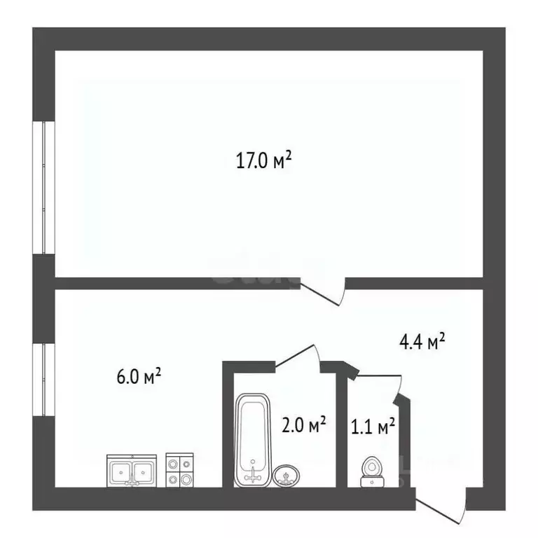 1-к кв. Санкт-Петербург Бухарестская ул., 72К2 (30.8 м) - Фото 2