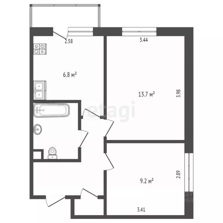 2-к кв. Москва 2-я Новоостанкинская ул., 25 (38.4 м) - Фото 1