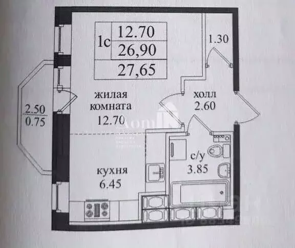 Студия Санкт-Петербург пос. Парголово, проезд Толубеевский, 18к1 (26.2 ... - Фото 2