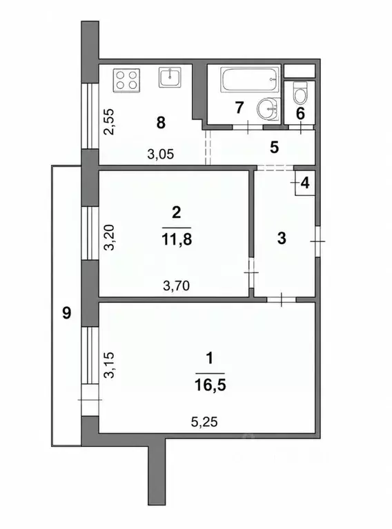 2-к кв. Белгородская область, Белгород просп. Ватутина, 15 (44.9 м) - Фото 1