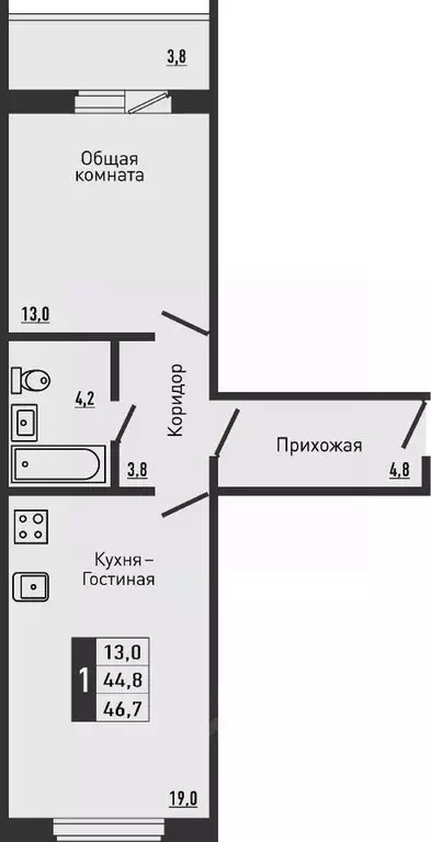 1-к кв. Орловская область, Орловский район, д. Жилина ул. Садовая, 2к1 ... - Фото 0