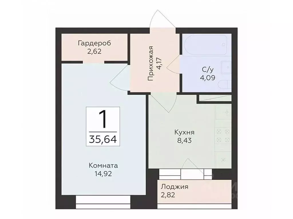 1-к кв. Воронежская область, Воронеж ул. Матросова (35.64 м) - Фото 0