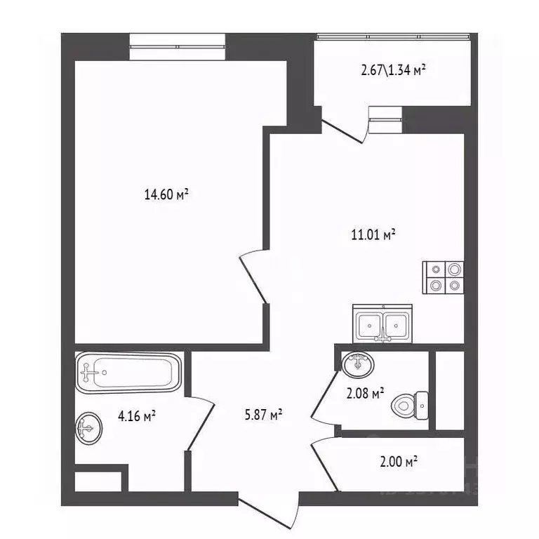 1-к кв. Санкт-Петербург просп. Энгельса, 31 (41.6 м) - Фото 2