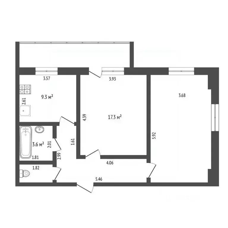 2-к кв. Тюменская область, Тюмень ул. Дружбы, 73к1 (64.0 м) - Фото 1