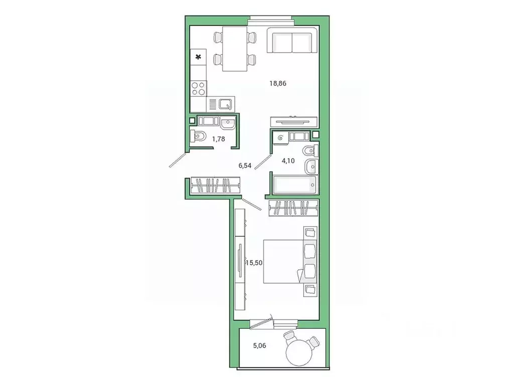 1-к кв. Ленинградская область, Гатчина ул. Чехова, 39к1 (48.8 м) - Фото 1