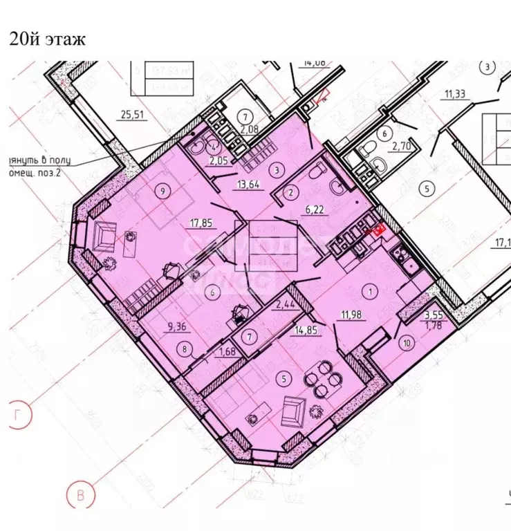 6-к кв. Тульская область, Тула просп. Ленина, 93 (227.0 м) - Фото 2