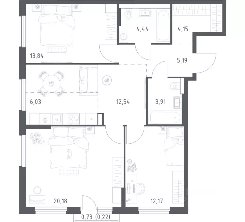 3-к кв. Башкортостан, Уфа ул. Минигали Губайдуллина, 8к9 (82.67 м) - Фото 0