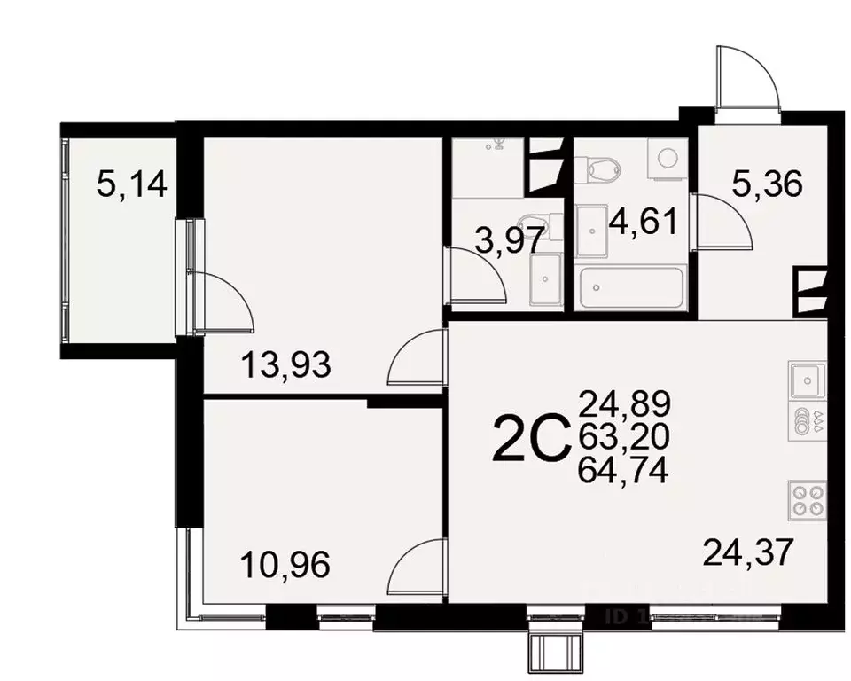 2-к кв. Тульская область, Тула Хлебная пл. (63.2 м) - Фото 0