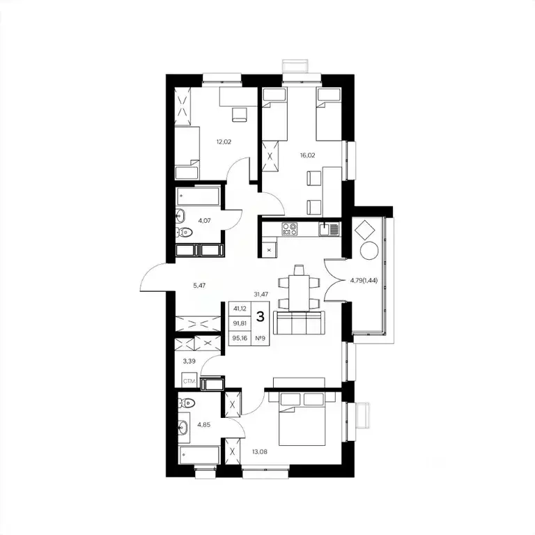 3-к кв. Калужская область, Обнинск Заовражье жилрайон, Новый город ... - Фото 1
