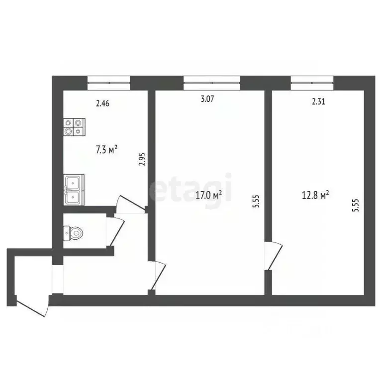 2-к кв. Владимирская область, Петушки Трудовая ул., 12 (43.8 м) - Фото 1