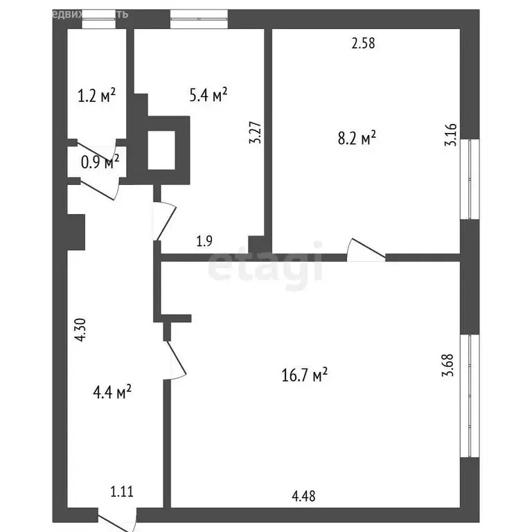 2-комнатная квартира: село Петровское, Школьная улица, 16 (36.8 м) - Фото 1