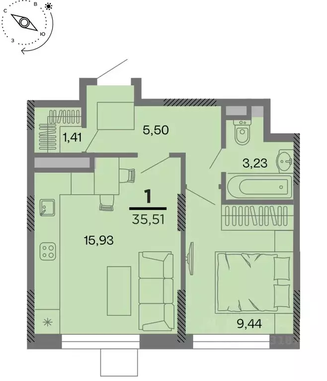 1-к кв. Рязанская область, Рязань Метропарк тер., Метропарк жилой ... - Фото 1