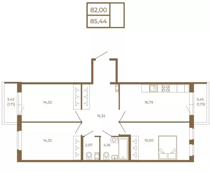 3-комнатная квартира: Сертолово, ЖК Новая История (85.44 м) - Фото 1