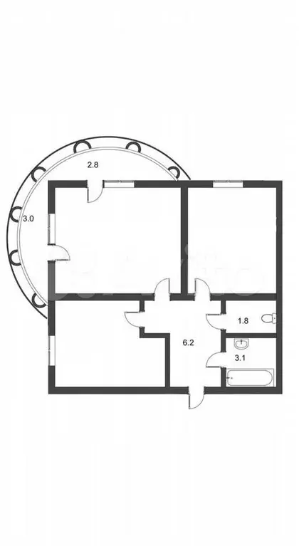 2-к. квартира, 49,7 м, 2/4 эт. - Фото 0