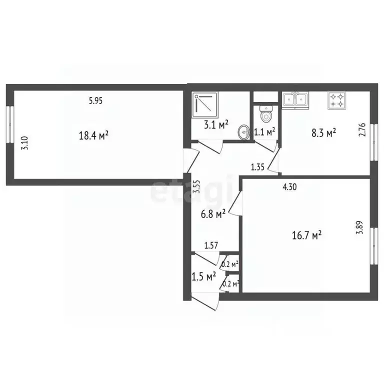 2-к кв. Санкт-Петербург Лиговский просп., 172 (56.3 м) - Фото 2