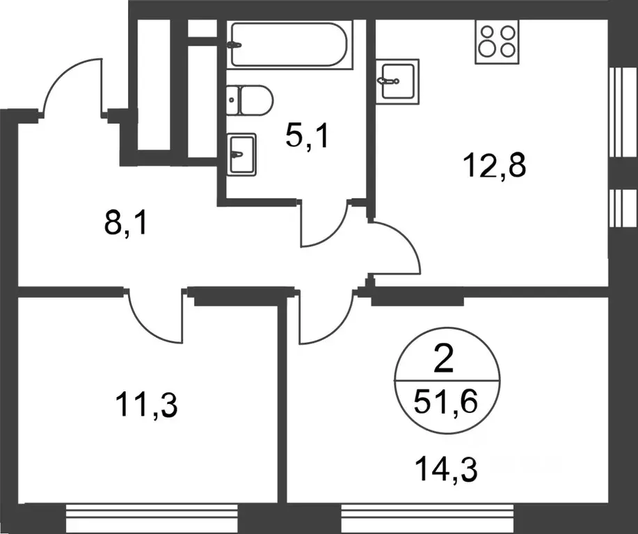 2-к кв. Москва Переделкино Ближнее мкр, 17-й кв-л, к2 (51.6 м) - Фото 0